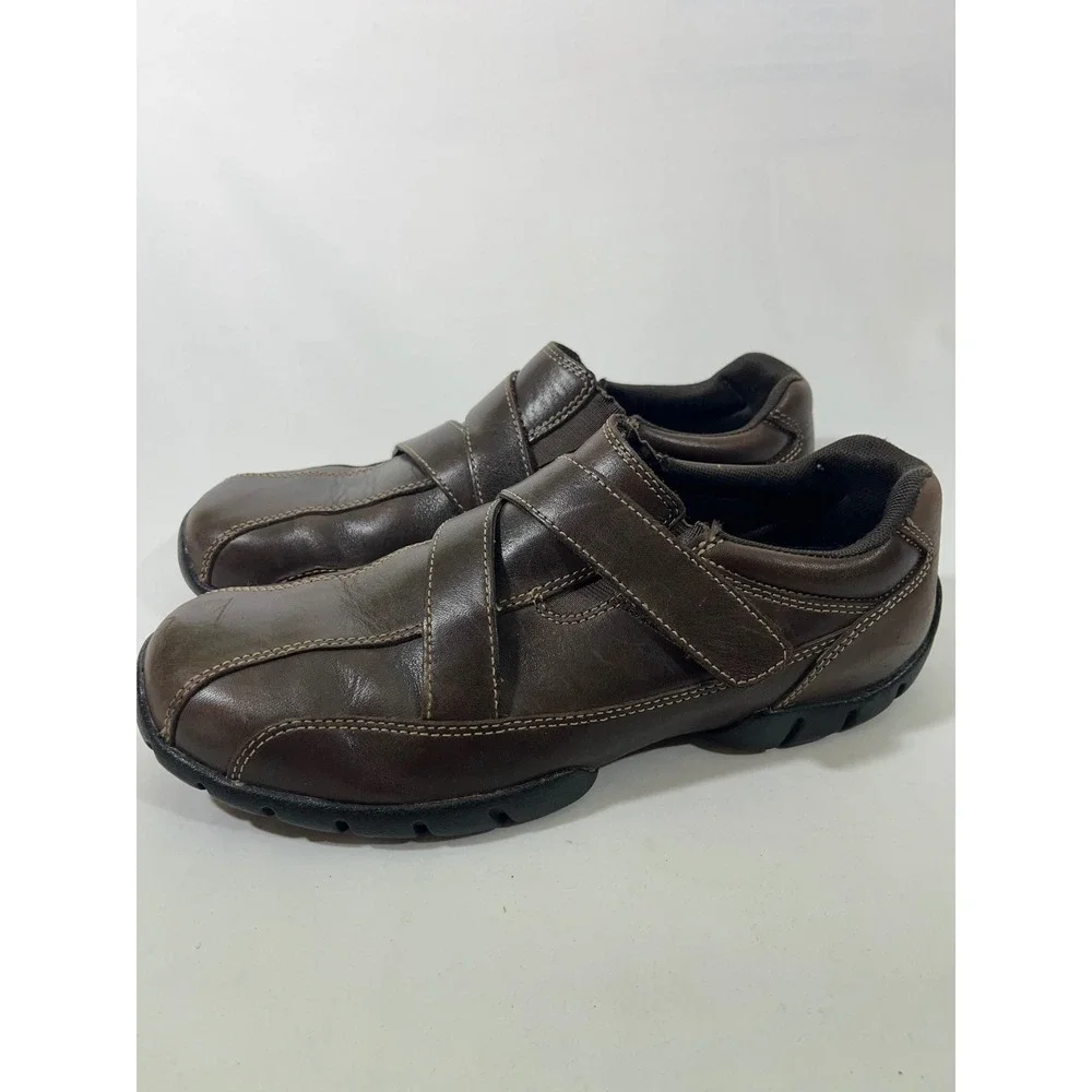 Rockport‎ XCS Mens Leather Hook and Loop Comfort Shoes Slip On Brown SZ 8.5